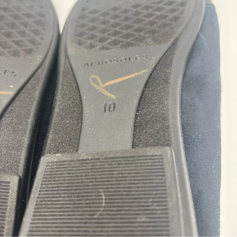AEROSOLES Dark Blue Flats with Metallic‎ Accent